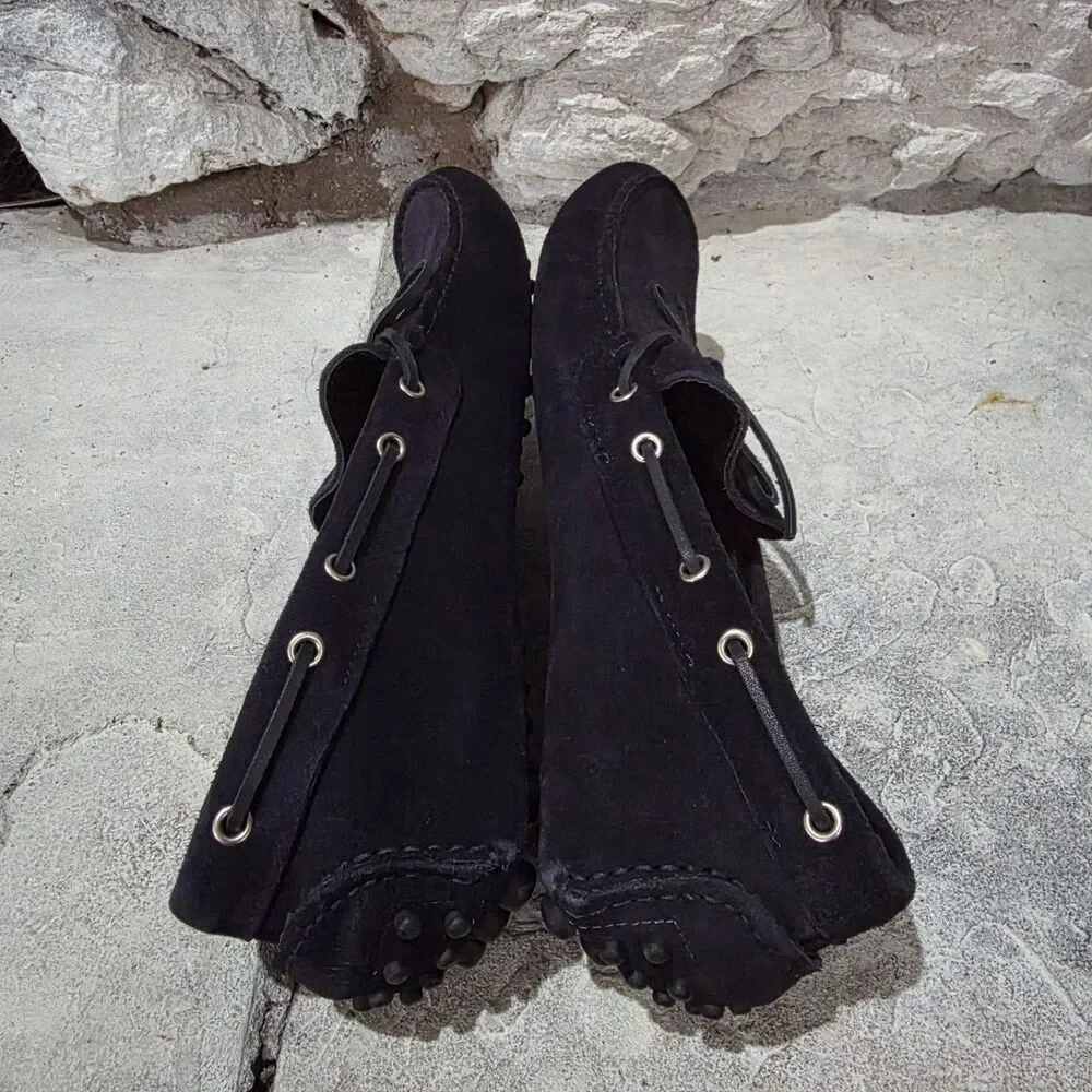 Brooks Brothers Mens Black Suede Driving Moccasin Loafers Slip On 11.5